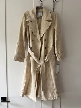 bagatelle Cream Pinstripe Trench Coat